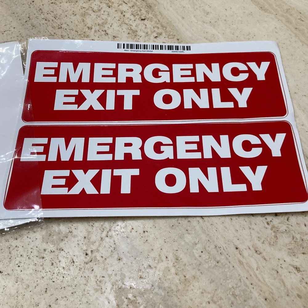 Two Emergency Exit Only Sign Stickers - Picture 3 of 3